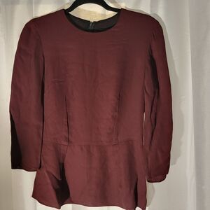 * * TIBI crew Neck wine/burgundy long sleeve Blouse